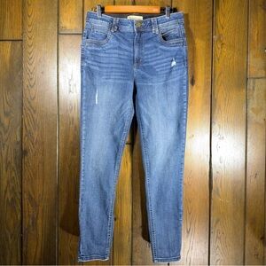 Democracy “Ab”solution Medium Blue Wash Distressed Ankle Skinny Jeans (8)